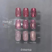 エメナ emena Flash gel 8g 【3色からご選択】 1032 1033 1034 フラッシュジェル カラージェル 秋色 コスモス キラキラ ソフトジェル グリッターラメ ソークオフ ネイルアート ジェルネイル レッド セルフネイル ネイルサロン ネイリスト 新品 送料無料