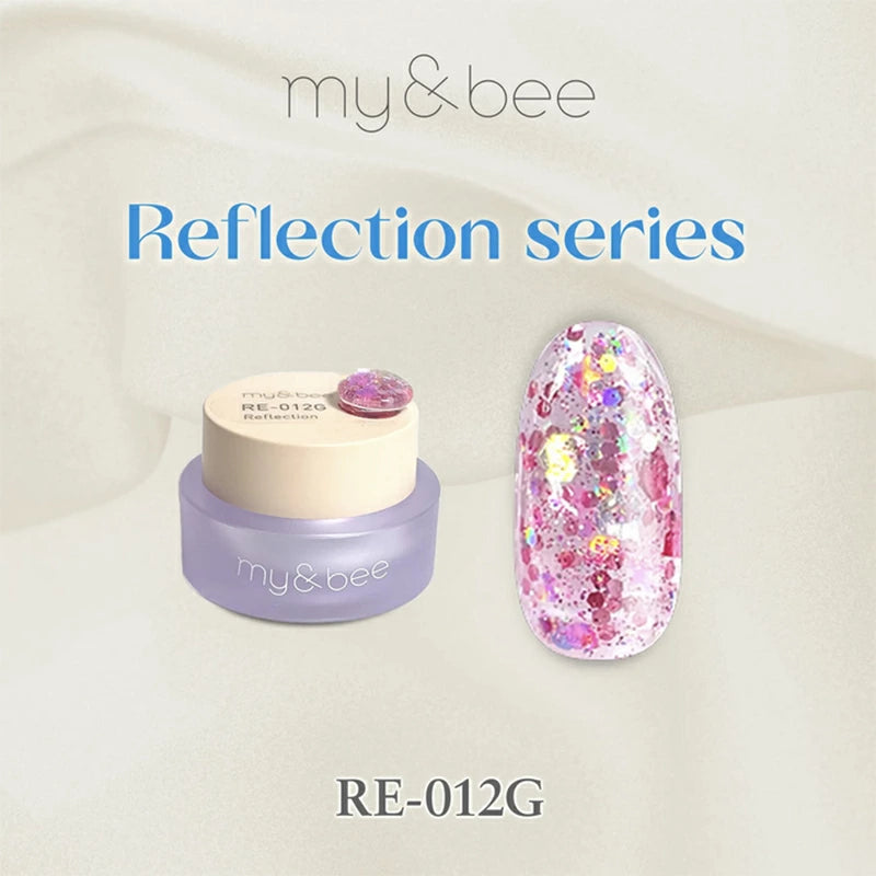 マイビー my&bee カラージェル リフレクション 4g 【12種からご選択】 RE-001G-RE-012G ジェルネイル ホログラム ラメ グリッター オーロラ ニュアンス フラッシュネイル 立体感 ネイルアート ソフトジェル ソークオフ セルフネイル ネイル用品