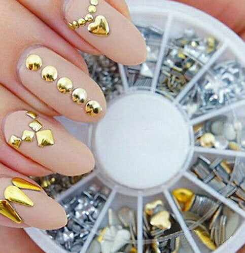 3D ネイルアート デコレーション 約200個入り クリスタル ネイルパーツ デコネイル用 メタルパーツ