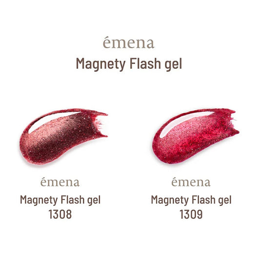 エメナ emena Magnety Flash gel 8g 【2色からご選択】 1308 1309 マグネティフラッシュジェル マグネットジェル マグネットネイル 磁石 小悪魔カラー 微粒子 奥行き グリッター ラメ ソフトジェル ソークオフ ジェルネイル セルフ レッド 新品 ネイル