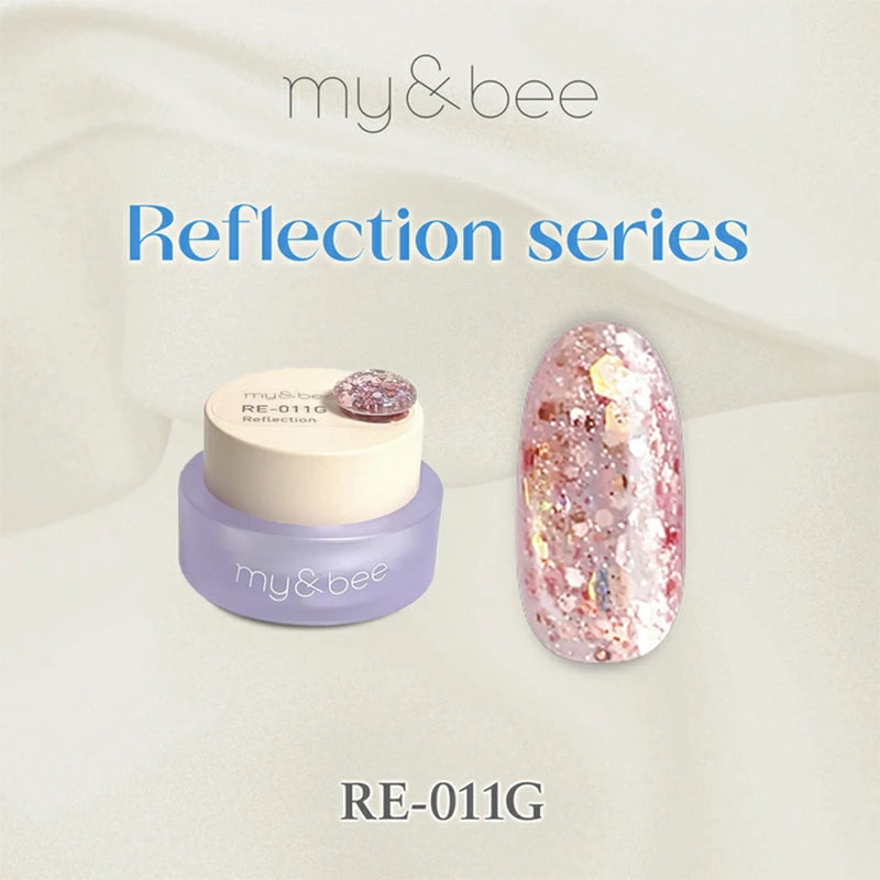 マイビー my&bee カラージェル リフレクション 4g 【12種からご選択】 RE-001G-RE-012G ジェルネイル ホログラム ラメ グリッター オーロラ ニュアンス フラッシュネイル 立体感 ネイルアート ソフトジェル ソークオフ セルフネイル ネイル用品