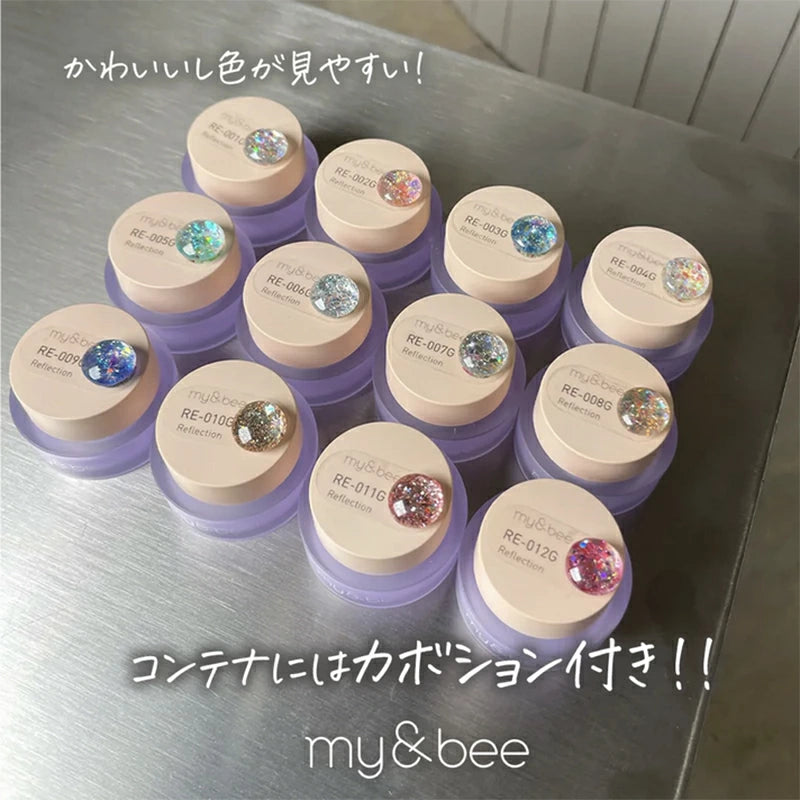 マイビー my&bee カラージェル リフレクション 4g 【12種からご選択】 RE-001G-RE-012G ジェルネイル ホログラム ラメ グリッター オーロラ ニュアンス フラッシュネイル 立体感 ネイルアート ソフトジェル ソークオフ セルフネイル ネイル用品